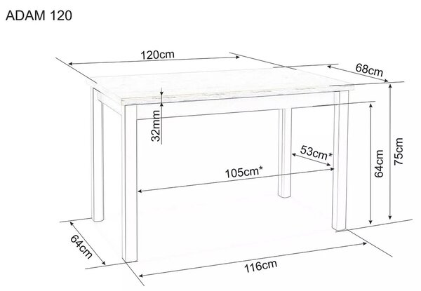 Signal Jídelní stůl Adam 120 cm bílý