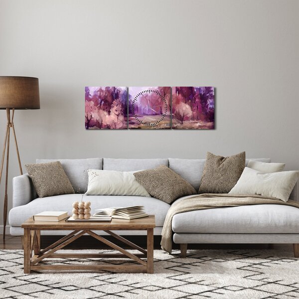 Obraz - Podzimní krajinomalba (s hodinami) (90x30 cm)
