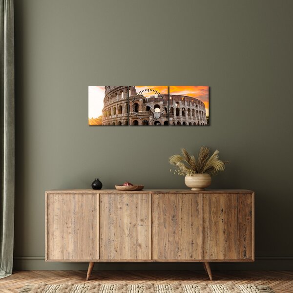 Obraz - Koloseum v Římě (s hodinami) (90x30 cm)