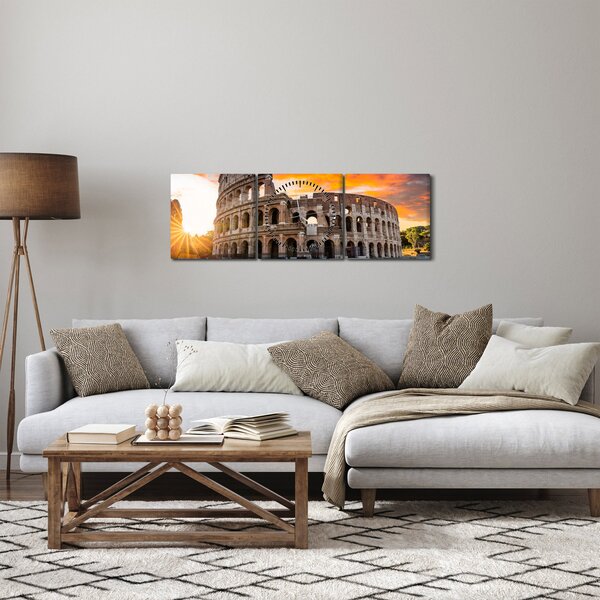 Obraz - Koloseum v Římě (s hodinami) (90x30 cm)