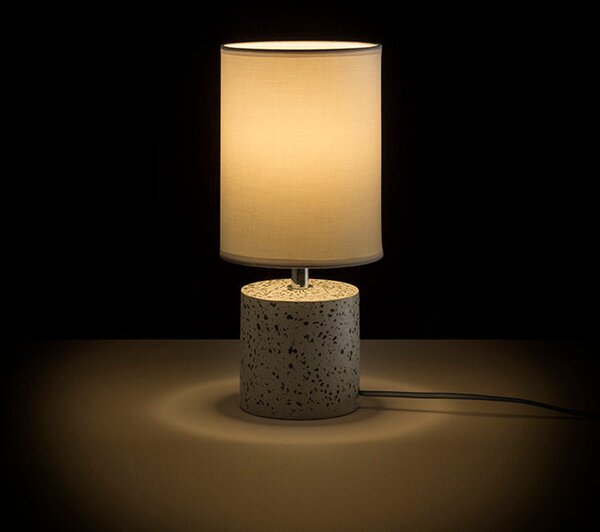 Stolní lampa CAMINO se stínidlem, bílá/dekor teraso, patice E27, 15 W