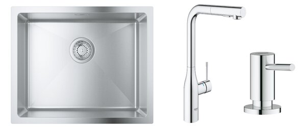 Sada kuchyňská baterie Grohe Essence 30270000, ocelový dřez Grohe K700 31574SD1, 40535000
