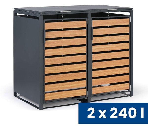 Přístřešek na 2 popelnice 240 l, 1160 x 1340 x 800 mm, dekor dřeva