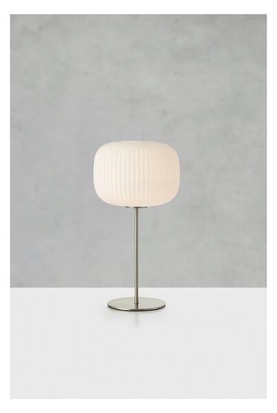 Bílá/ve stříbrné barvě stolní lampa se skleněným stínidlem (výška 50 cm) Sober – Markslöjd