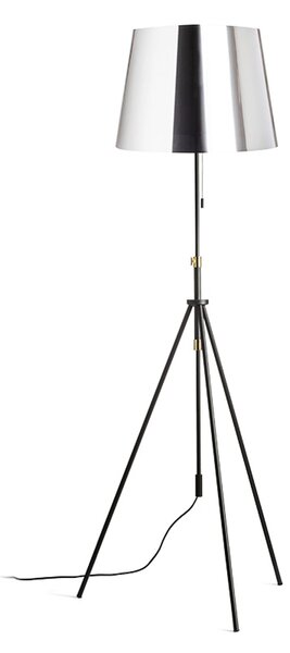 Stojací lampa LUTON/ILUSION, chromovaná fólie/černá/kov, patice E27, 15 W