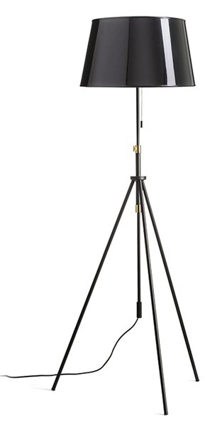 Stojací lampa LUTON/RIDICK, lesklá černá/zlatá fólie/kov, patice E27, 15 W