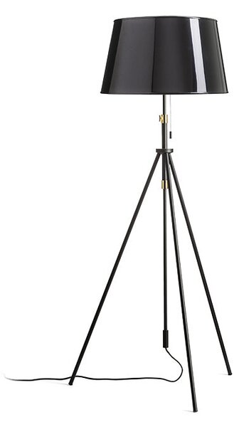 Stojací lampa LUTON/RIDICK, lesklá černá/zlatá fólie/kov, patice E27, 15 W