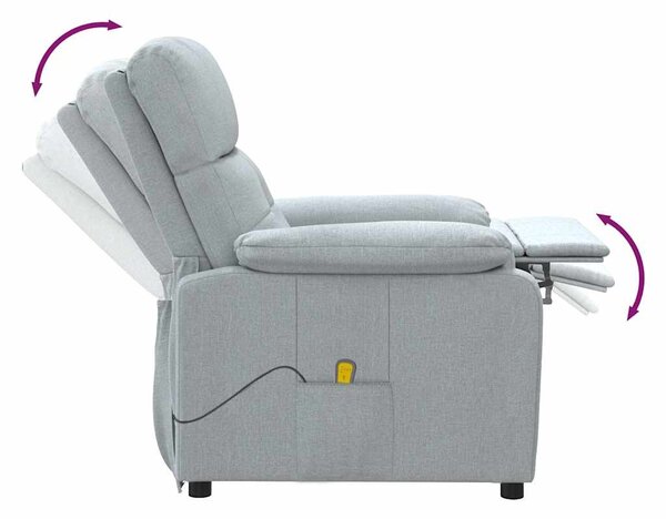 Masážní křeslo světle šedé textil 289672