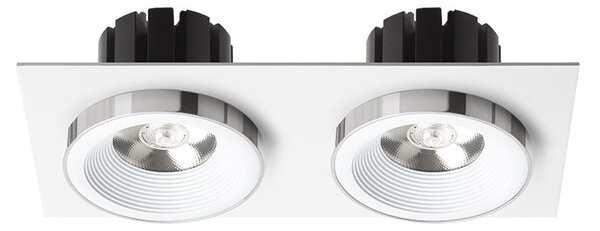 Zápustné LED svítidlo SHARM SQ II, bílá/chrom, 2× 10 W, teplá bílá 3000 K