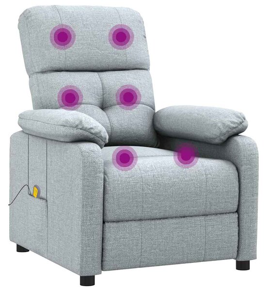 Masážní křeslo světle šedé textil 289672