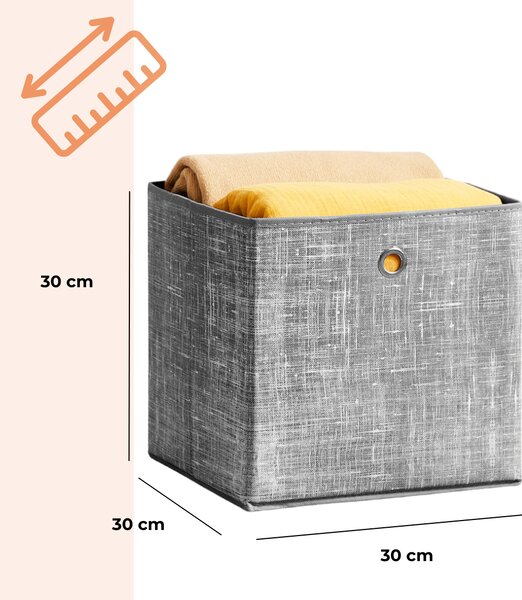 Úložné boxy GARY 6ks, 30x30x30cm, šedá SongmicsHome