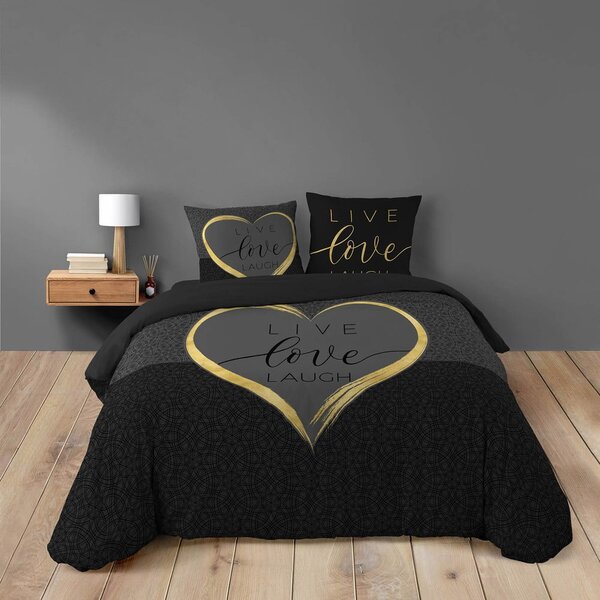 Černé bavlněné povlečení na dvoulůžko 200x200 cm Crazy Love – douceur d'intérieur