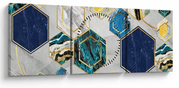 Obraz - Mramorová kompozice (s hodinami) (90x30 cm)