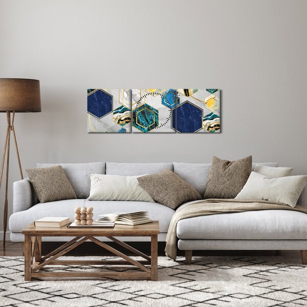 Obraz - Mramorová kompozice (s hodinami) (90x30 cm)