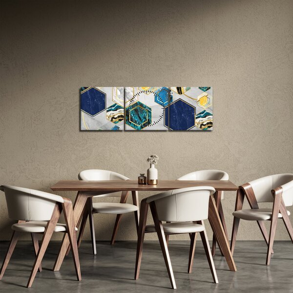 Obraz - Mramorová kompozice (s hodinami) (90x30 cm)