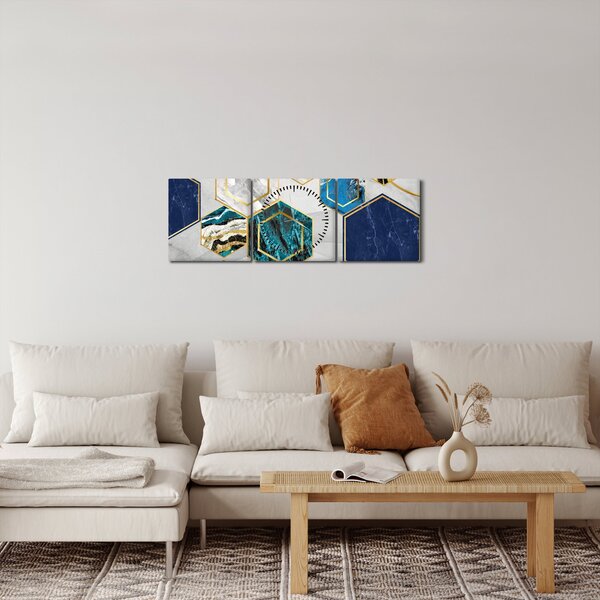 Obraz - Mramorová kompozice (s hodinami) (90x30 cm)