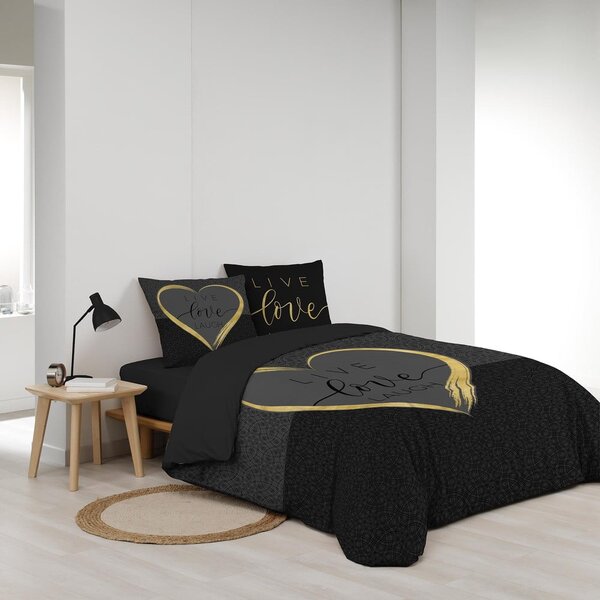 Černé bavlněné povlečení na dvoulůžko 200x200 cm Crazy Love – douceur d'intérieur
