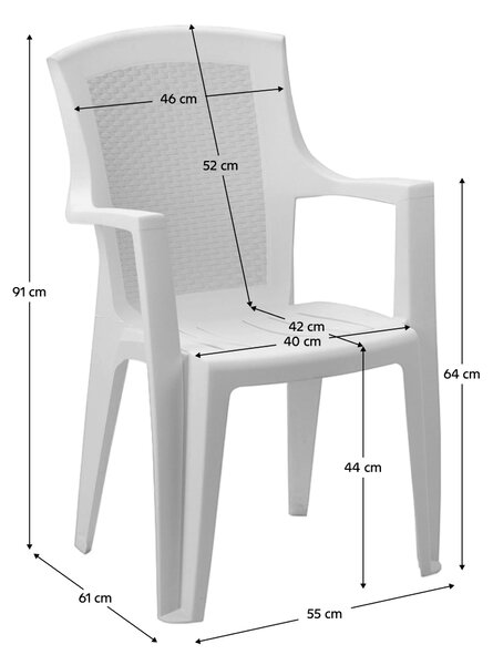 KONDELA Zahradní stohovatelné křeslo, bílá, EDENIA