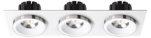 Zápustné LED svítidlo SHARM SQ III, bílá/chrom, 3× 10 W, teplá bílá 3000 K