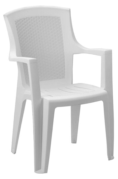 KONDELA Zahradní stohovatelné křeslo, bílá, EDENIA