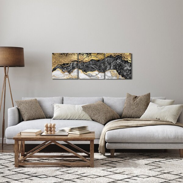 Obraz - Mramor (s hodinami) (90x30 cm)