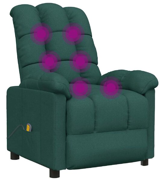 Masážní křeslo tmavě zelené textil 289812