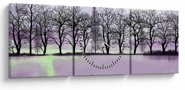 Obraz - Pramice na jezeře (s hodinami) (90x30 cm)