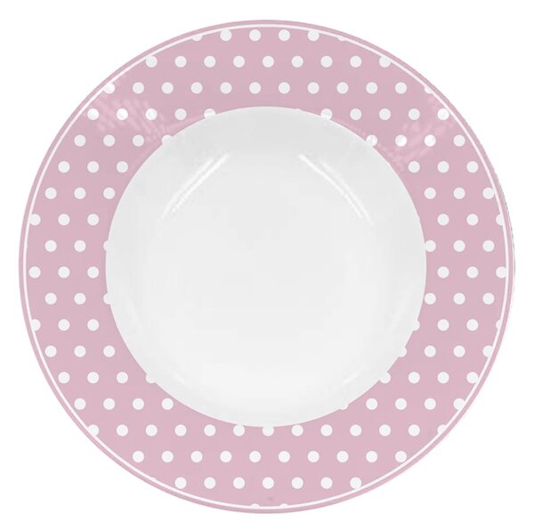 Porcelánový talíř polévkový s puntíky růžový 22 cm (ISABELLE ROSE)