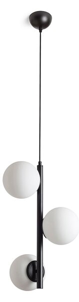 Závěsné svítidlo ETHERIA, černá/opálové sklo, patice E27, 3× 11 W