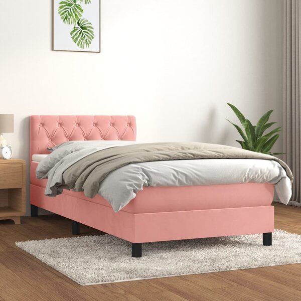 Box spring postel s matrací růžová 80 x 200 cm samet 3141454