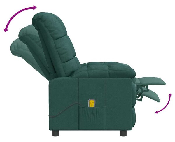 Masážní křeslo tmavě zelené textil 289812
