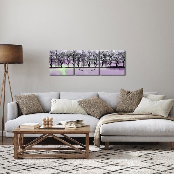 Obraz - Pramice na jezeře (s hodinami) (90x30 cm)