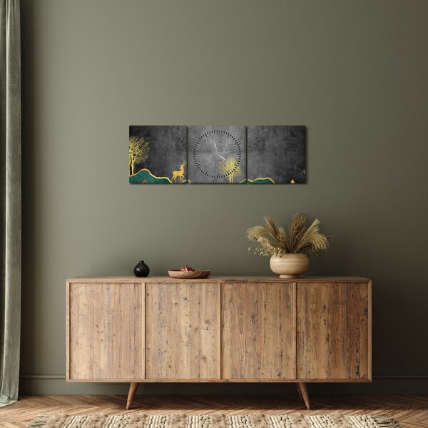 Obraz - Horská scenérie (s hodinami) (90x30 cm)