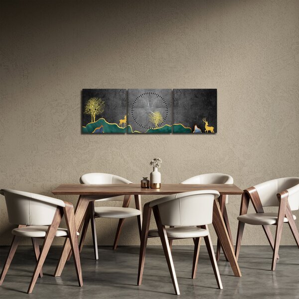 Obraz - Horská scenérie (s hodinami) (90x30 cm)
