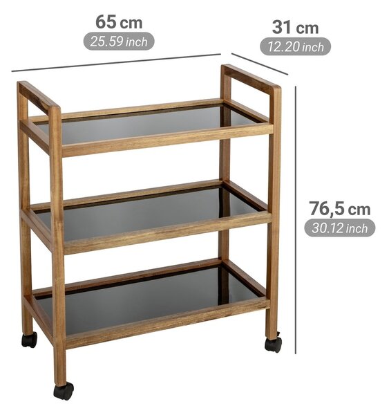 Černý/v přírodní barvě koupelnový regál z masivu akácie 65x76,5 cm Fondi – Wenko