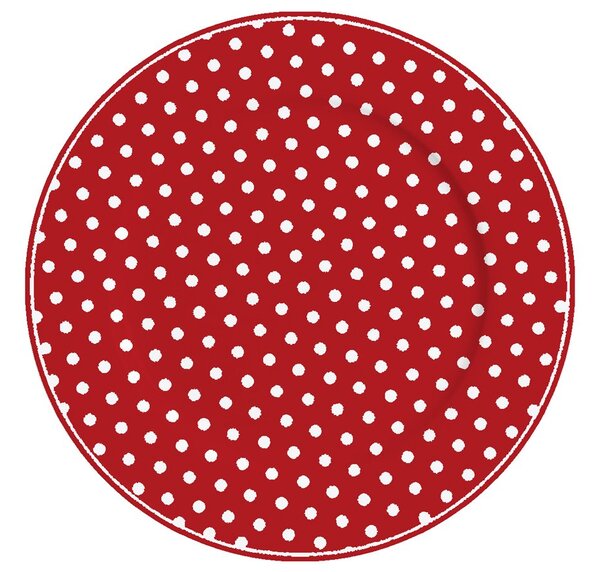 Porcelánový talíř velký s puntíky červený 23 cm (ISABELLE ROSE)