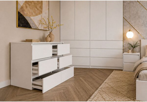 Sestava do ložnice se šatní skříní 4D a postelí 160x200 cm se zásuvkami, nymfhea alba Idea
