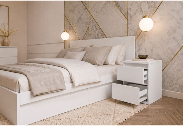 Sestava do ložnice se šatní skříní 4D a postelí 160x200 cm se zásuvkami, nymfhea alba Idea