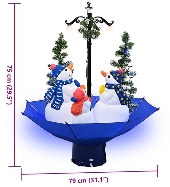 Sněžící vánoční stromek s deštníkovým stojanem modrý 75 cm PVC 289929