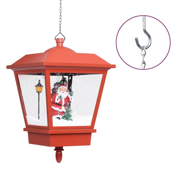 Vánoční závěsná lampa LED světlo a Santa červená 27x27x45 cm 289928