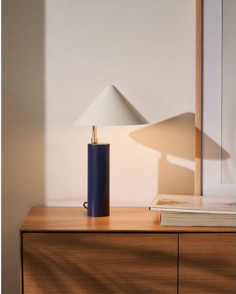 Tmavě modrá stolní lampa s kovovým stínidlem (výška 42 cm) Shiva – Kave Home