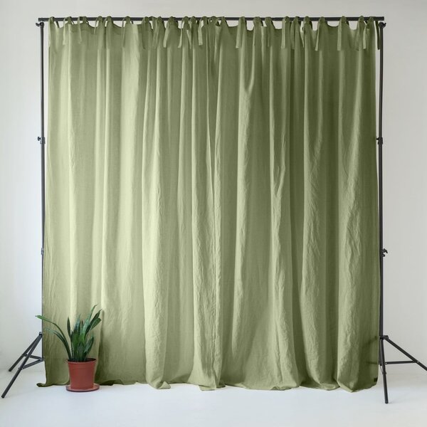 Světle zelený lněný závěs 140x170 cm Sage – Linen Tales