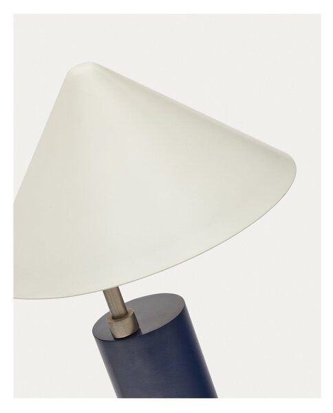 Tmavě modrá stolní lampa s kovovým stínidlem (výška 42 cm) Shiva – Kave Home
