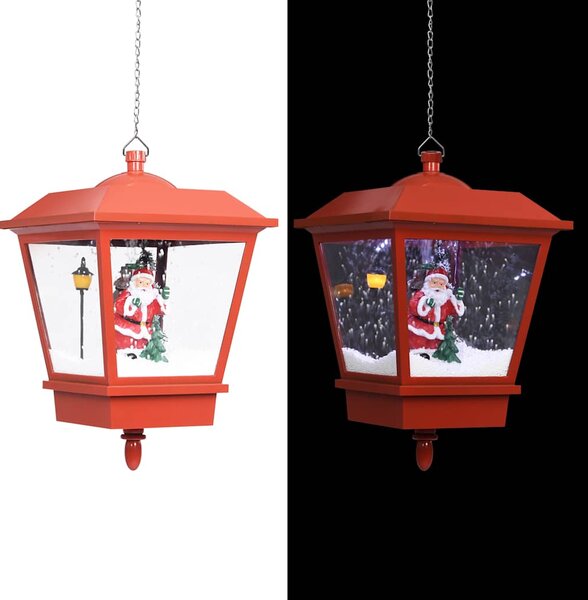 Vánoční závěsná lampa LED světlo a Santa červená 27x27x45 cm 289928