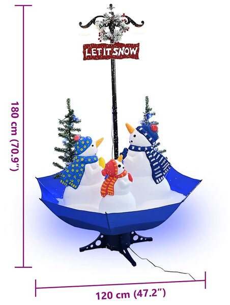 Sněžící vánoční stromek s deštníkovým stojanem modrý 170 cm PVC 289930