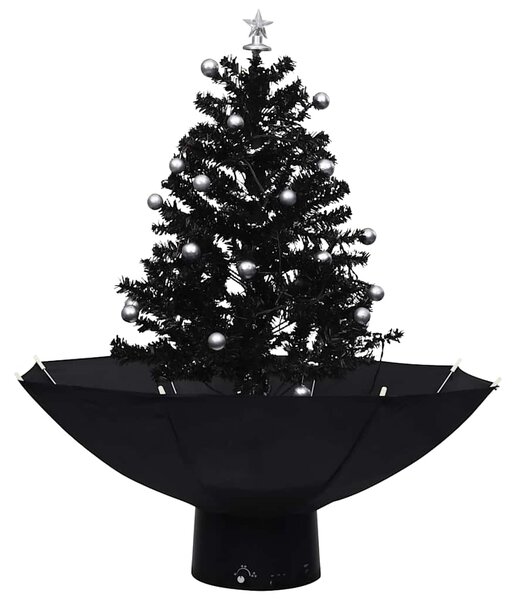 Sněžící vánoční stromek s deštníkovým stojanem černý 75 cm PVC 289931