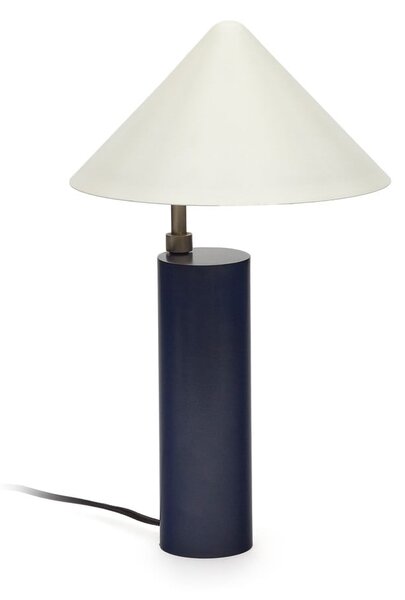 Tmavě modrá stolní lampa s kovovým stínidlem (výška 42 cm) Shiva – Kave Home