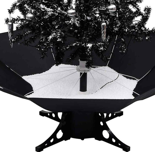 Sněžící vánoční stromek s deštníkovým stojanem černý 140 cm PVC 289932