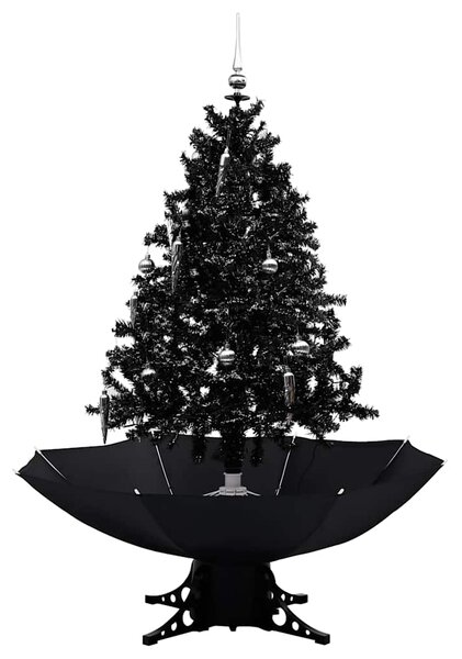 Sněžící vánoční stromek s deštníkovým stojanem černý 140 cm PVC 289932