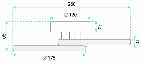 Toolight Rea, Stropní LED svítilna LHJ121-C Černé, OSW-03275